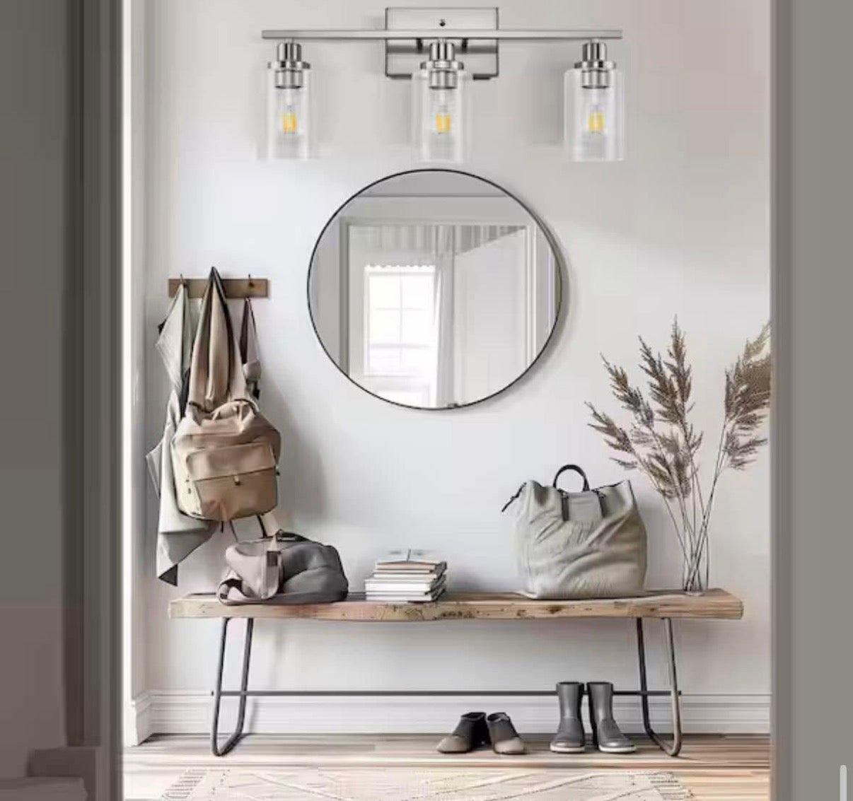 24 in. 3-Light Industrial Brushed Nickel Vanity Light