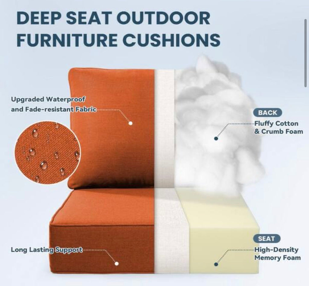22 in. x 24 in. x 6 in. Outdoor Chair Cushion Set in Orange
