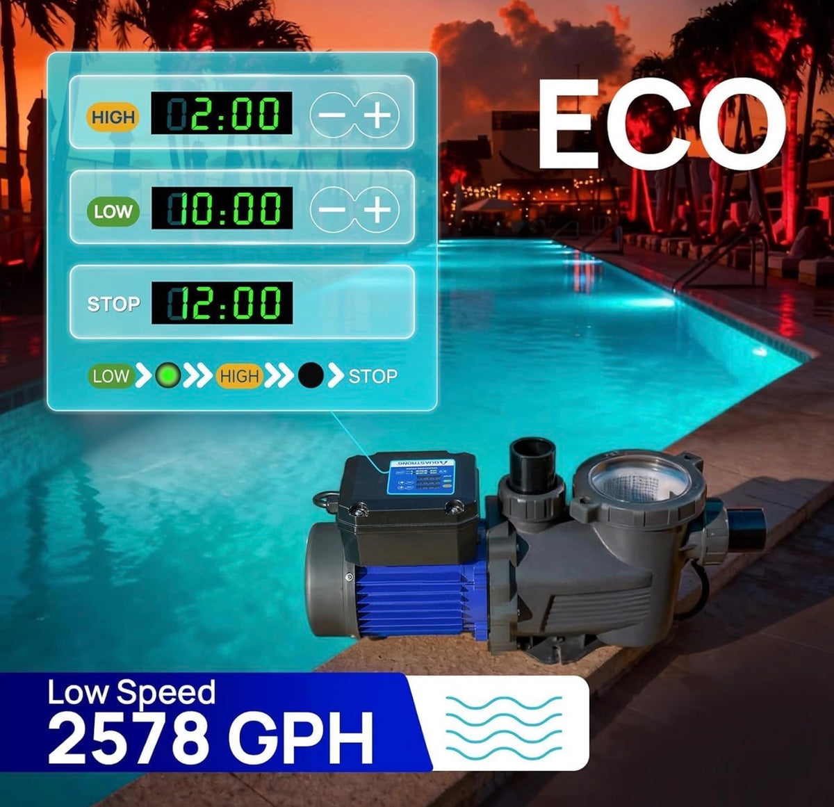 2HP In/Above Ground Pool Pump Dual Speed