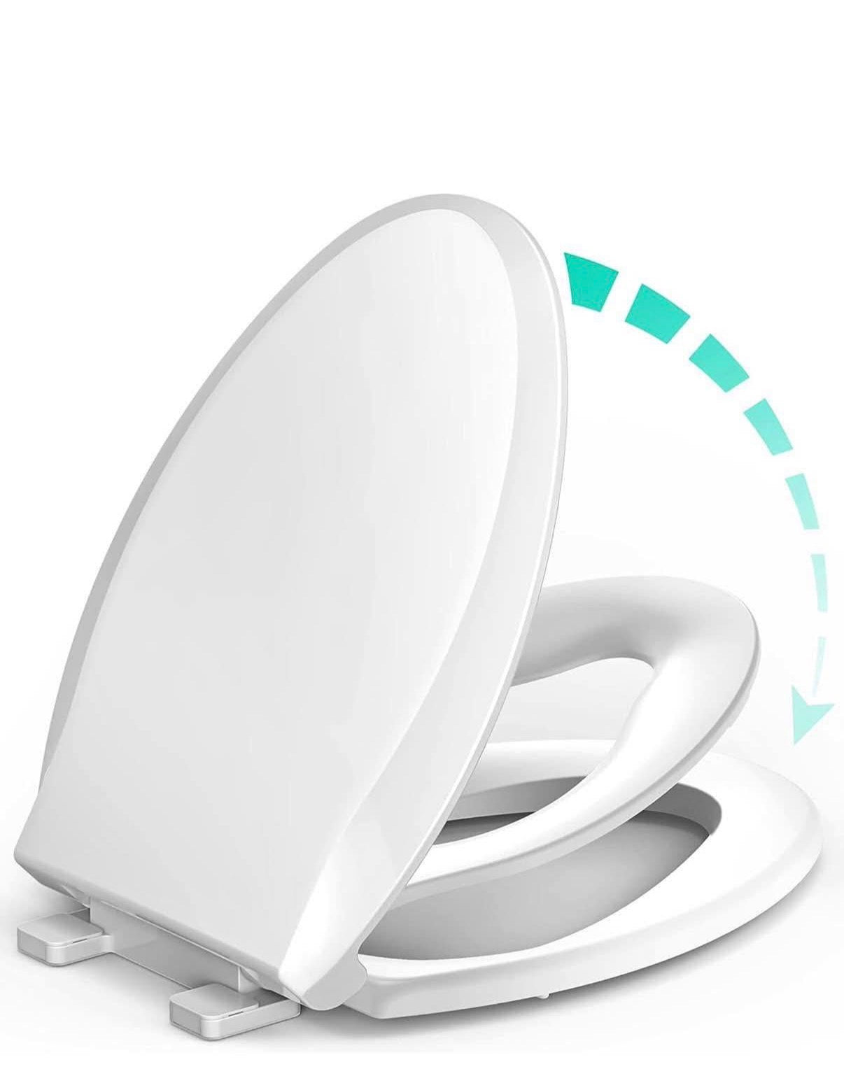 Elongated Toilet Seat with Built-in Potty Training Seat