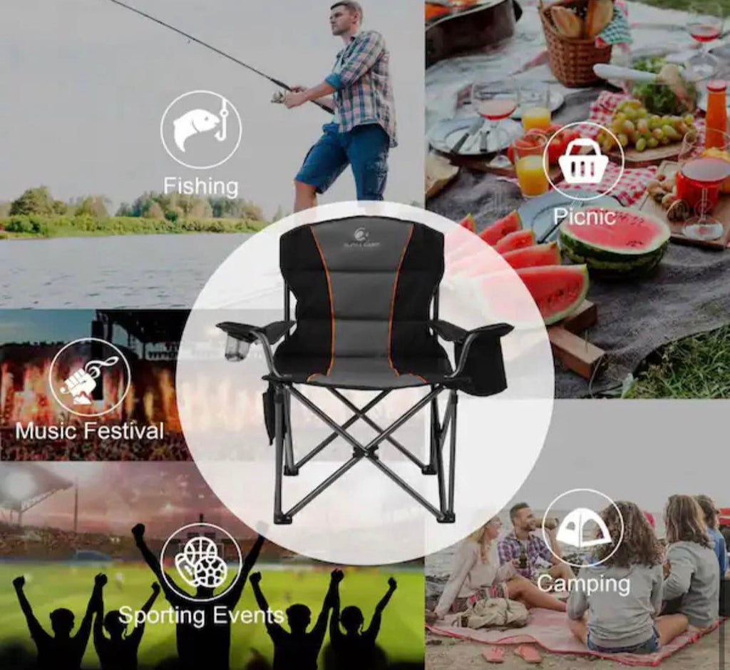 Oversized Folding Camping Chair With Cooler Bag