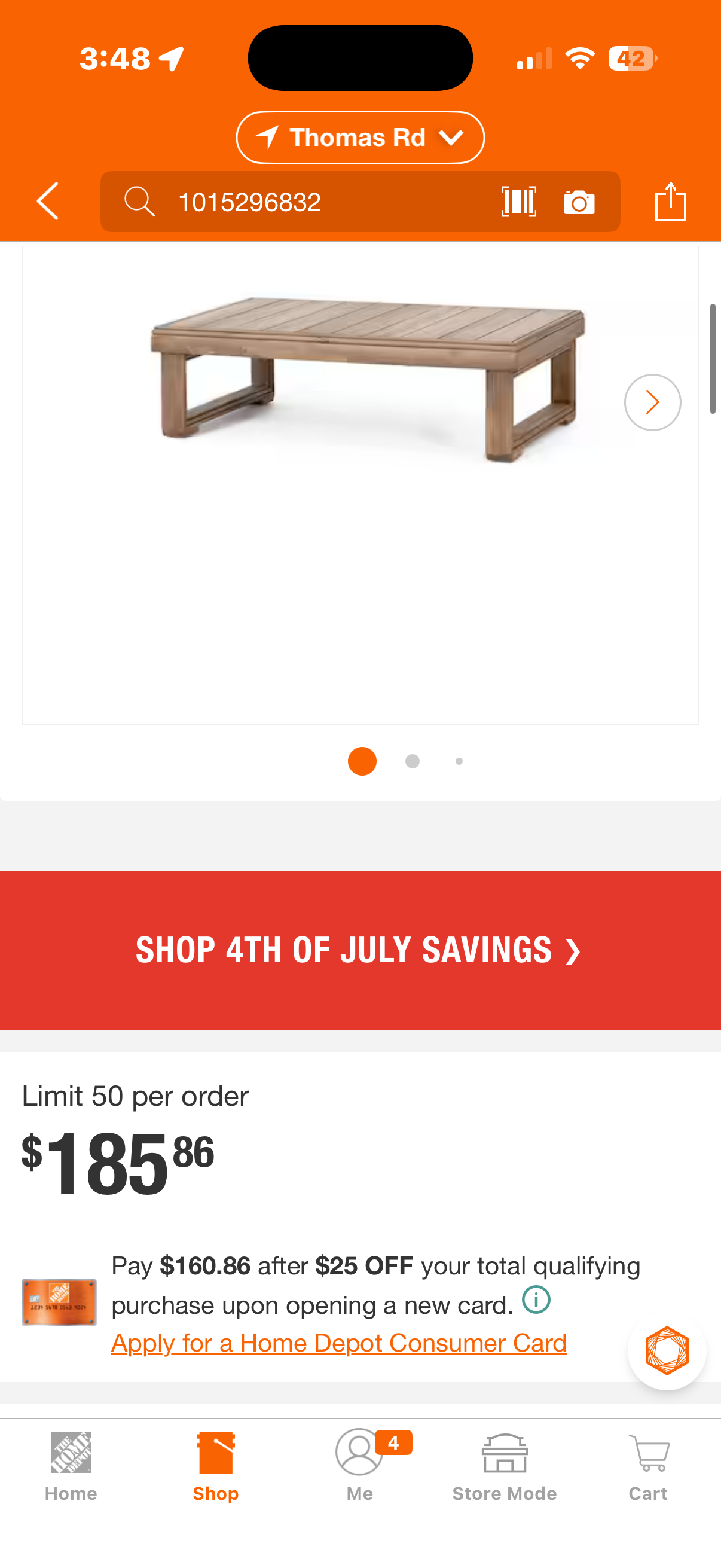 Kashton Brown Wash Outdoor Patio Coffee Table
