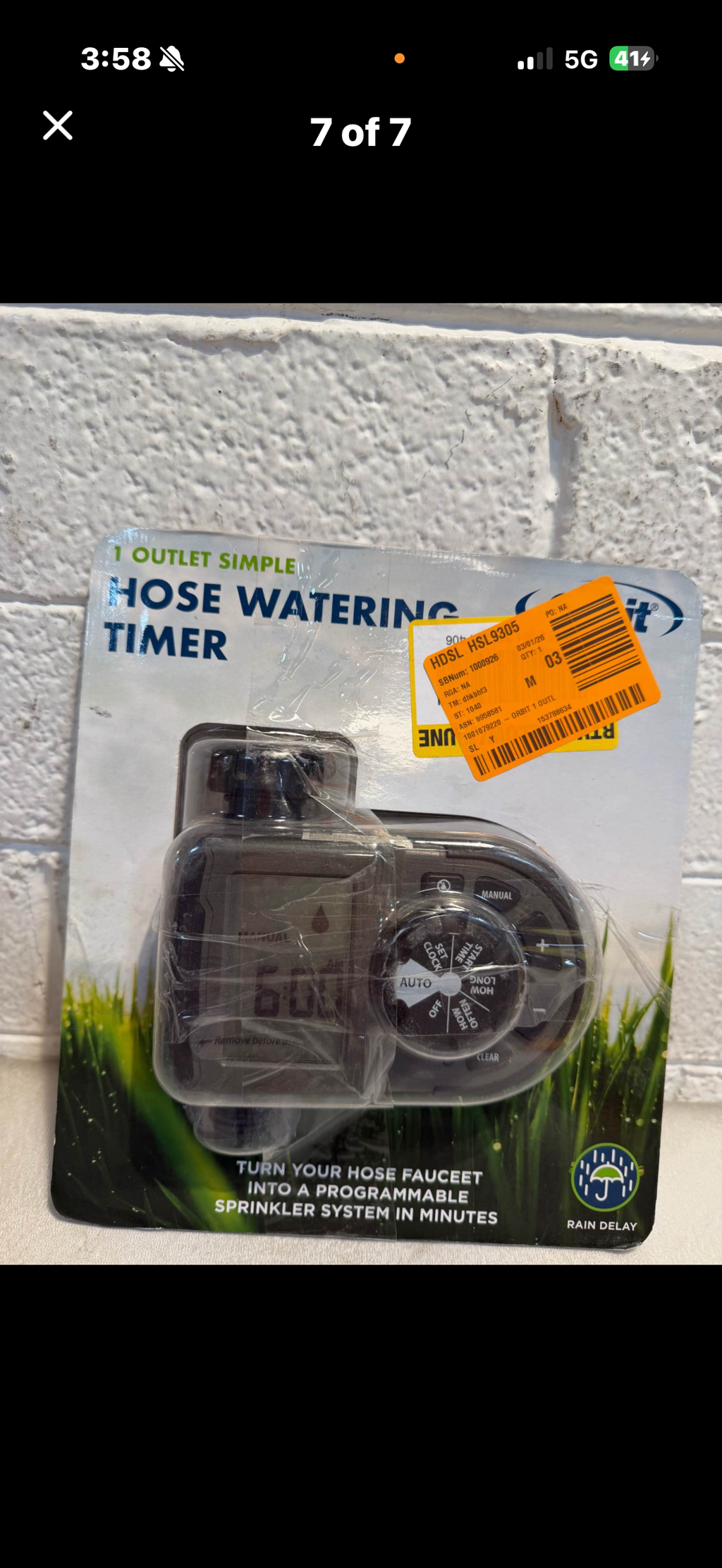 1-Outlet Programmable Hose Watering Timer Sprinkler Timer