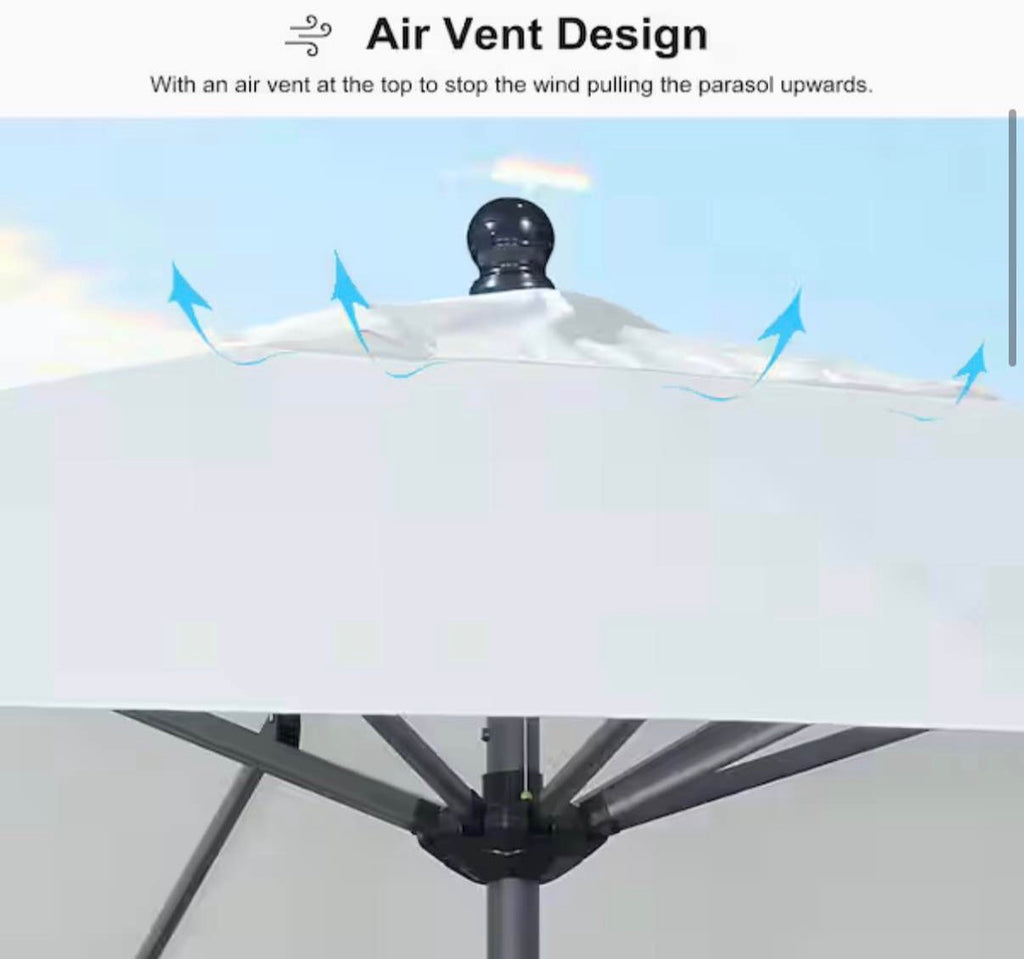 8 ft. Square Aluminum Crank and Tilt Outdoor Patio Market Umbrella