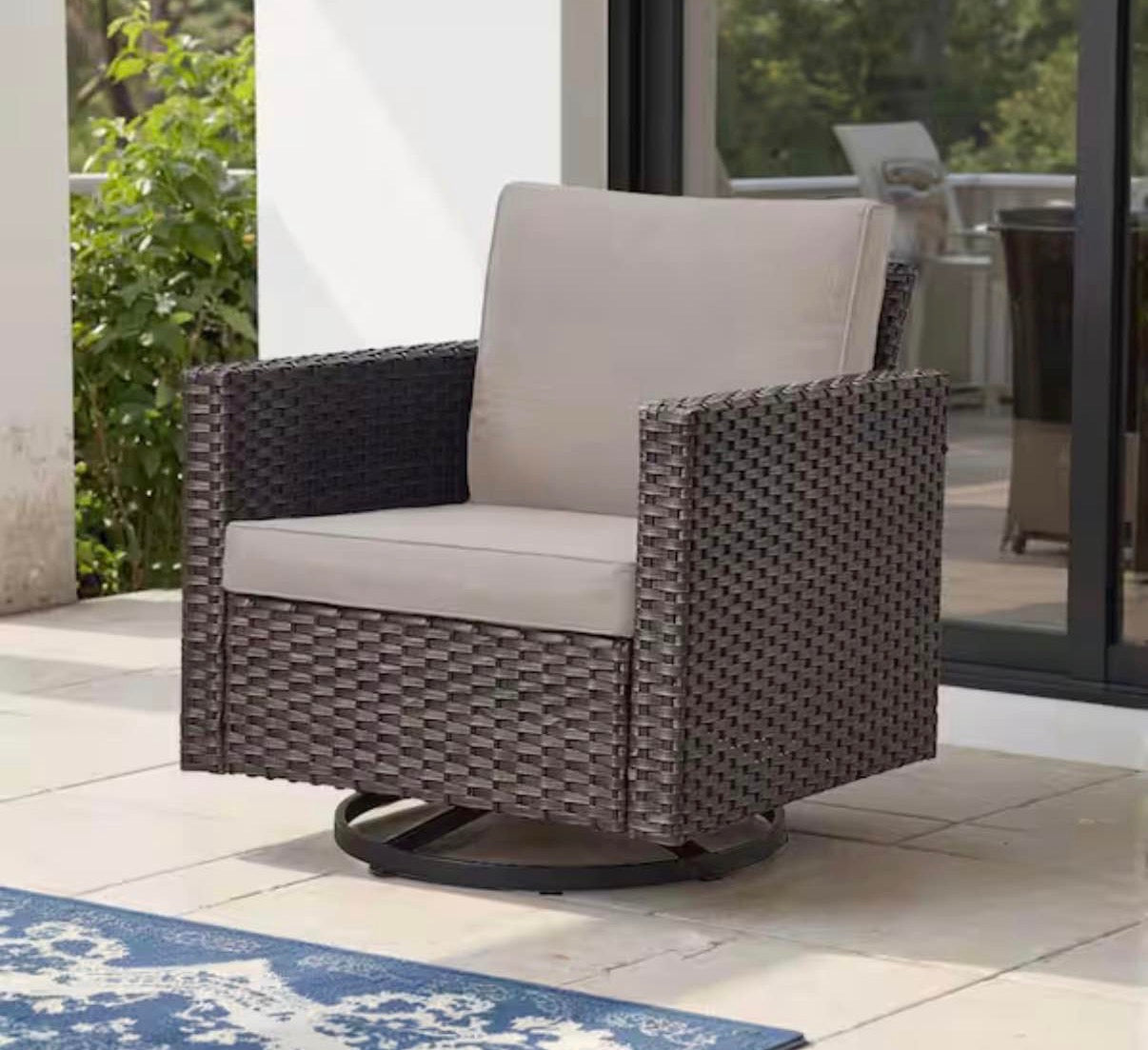 Patio Brown Wicker Outdoor Rocking Swivel Chair
