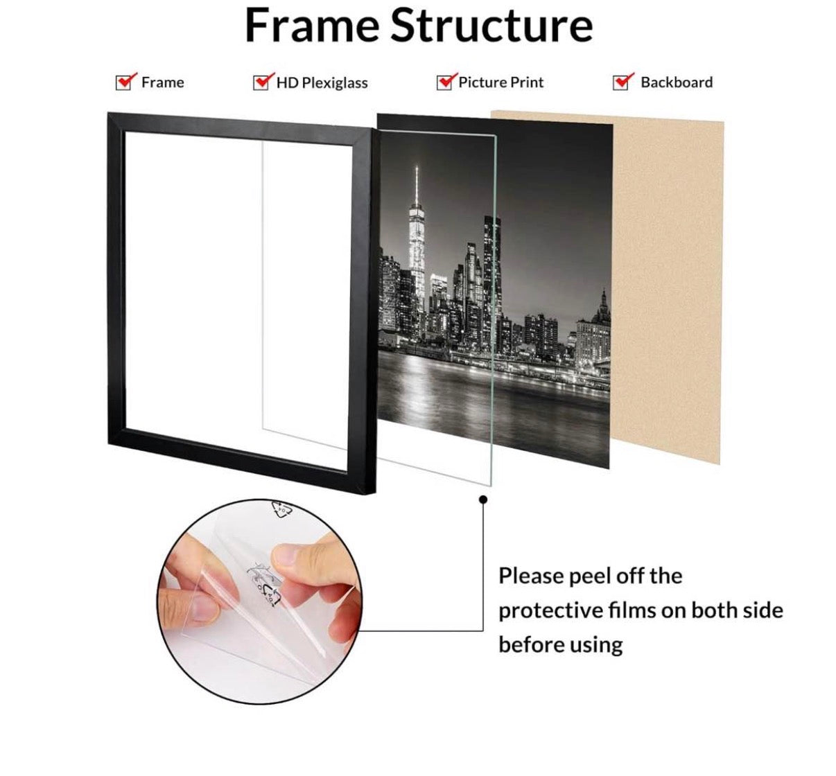 20x20 Picture Frame Black
