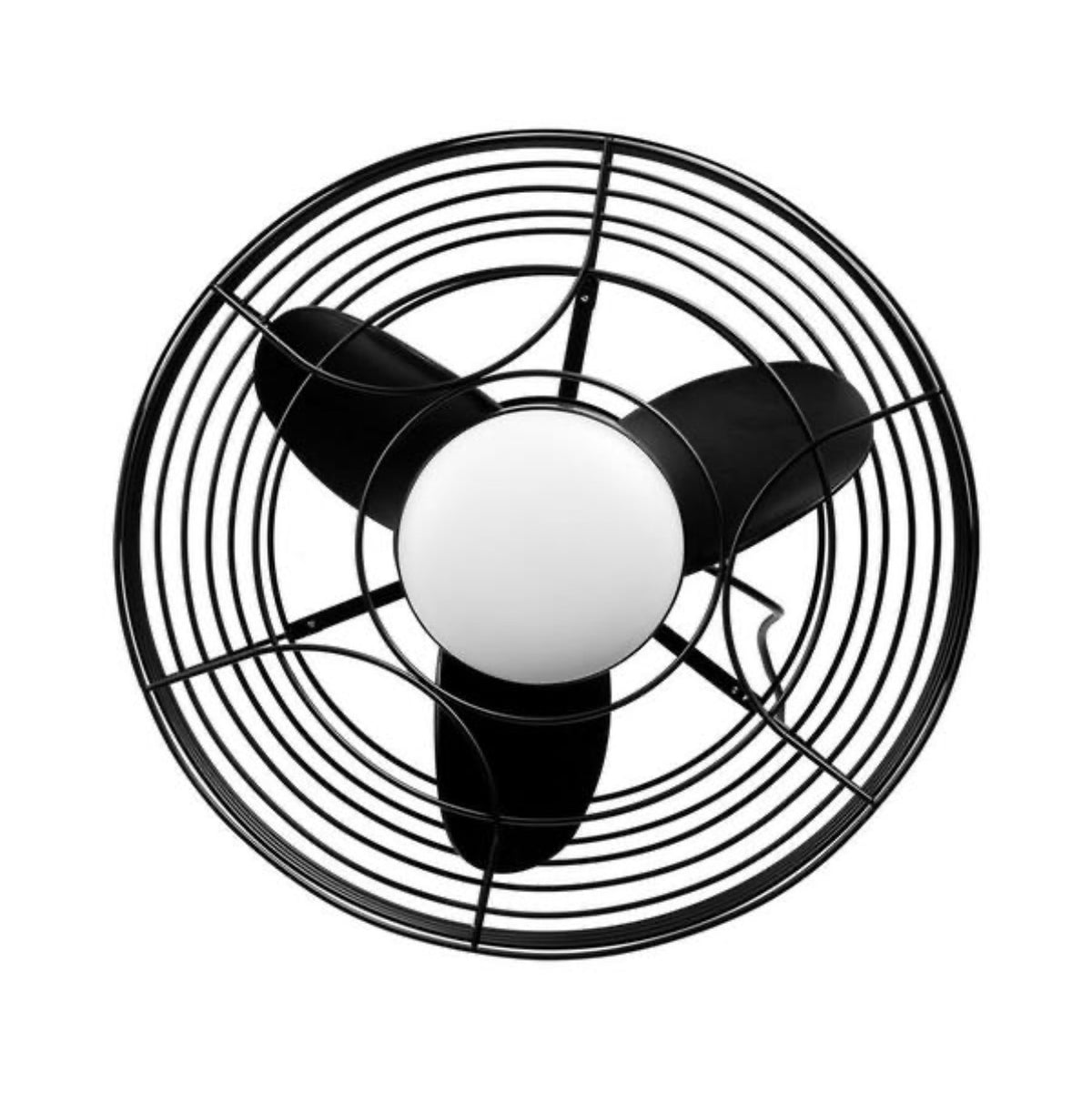 19 in. Outdoor Black Caged Ceiling Fan with LED Light (used)
