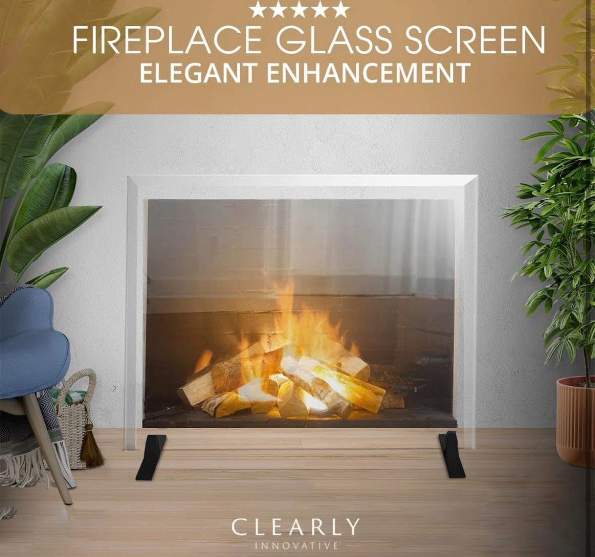 Premium Tempered Glass Fireplace Screen