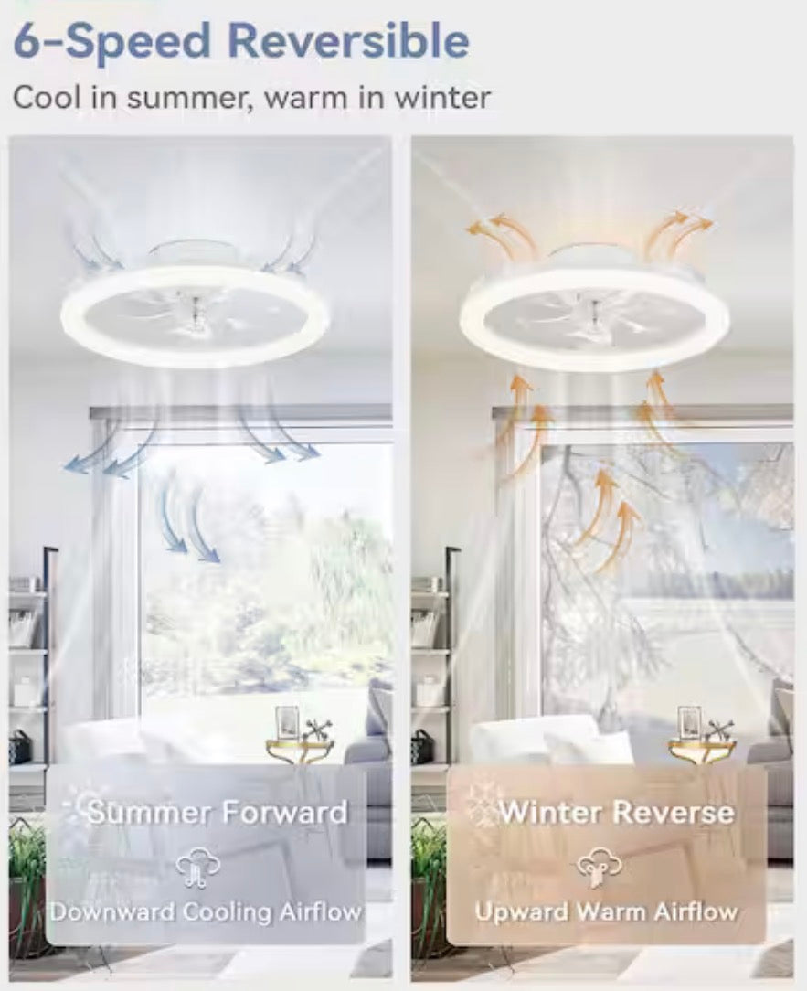 20 in. Smart Indoor White Low Profile Ceiling Fan