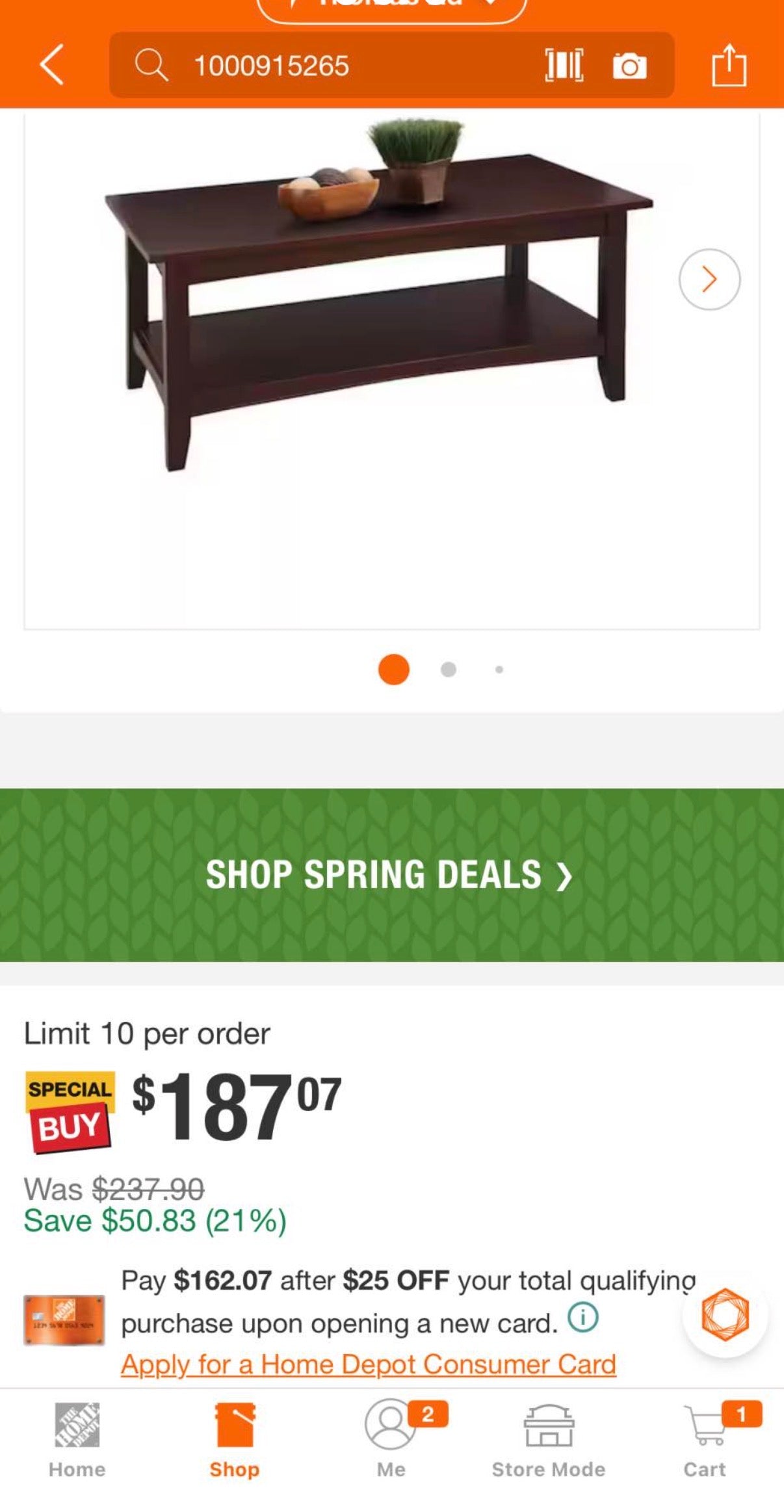 Shaker 42 in. Espresso Rectangle Wood Top Coffee Table with Shelf