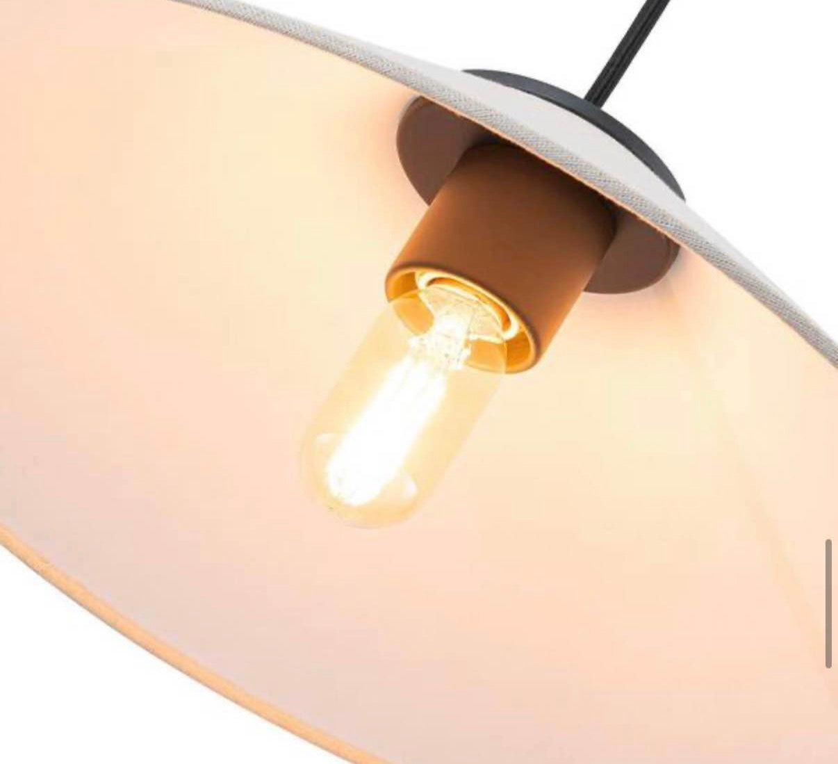Noto 17.7 in. 1-Light Black Pendant Light with Fabric Cone Shade