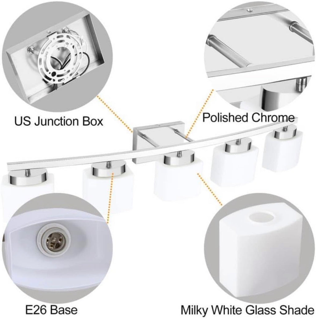 5-Light Modern Chrome Vanity Light Fixture
