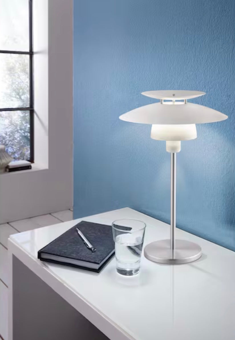 Table Lamp with White Tiered Metal Shade