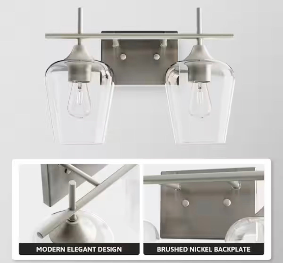 2-Light Brushed Nickel Wall Sconce Vanity Lights