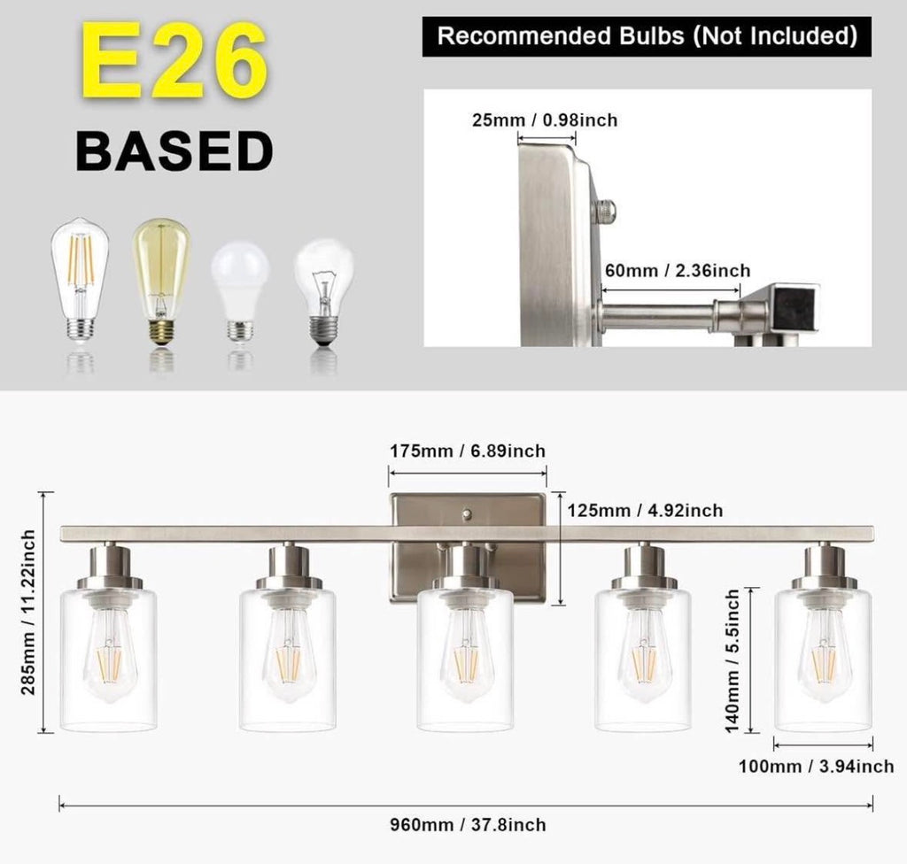 Ascher 5 Light Bathroom Vanity Light