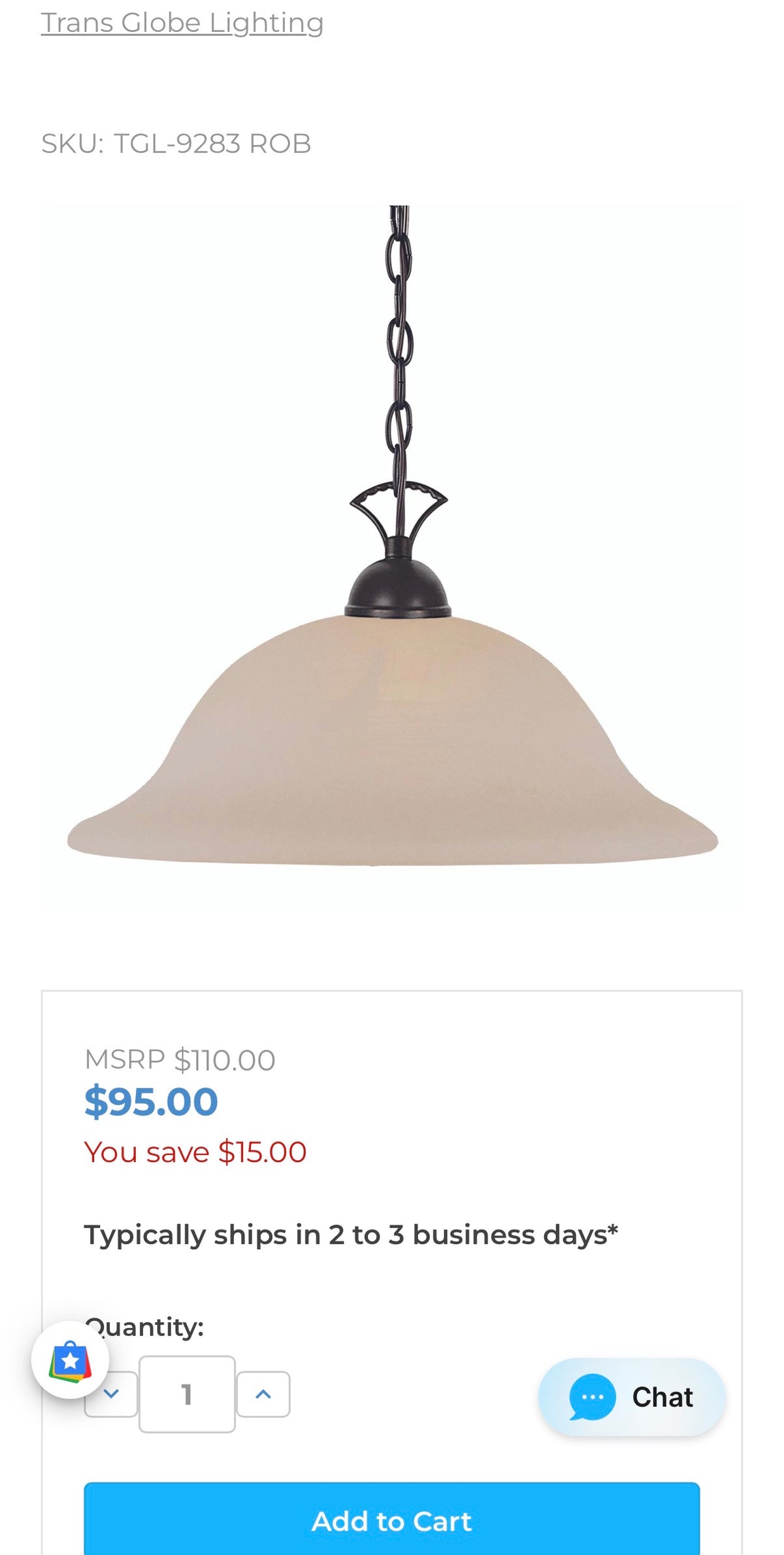 Traditional One Light Pendant from Aspen Collection