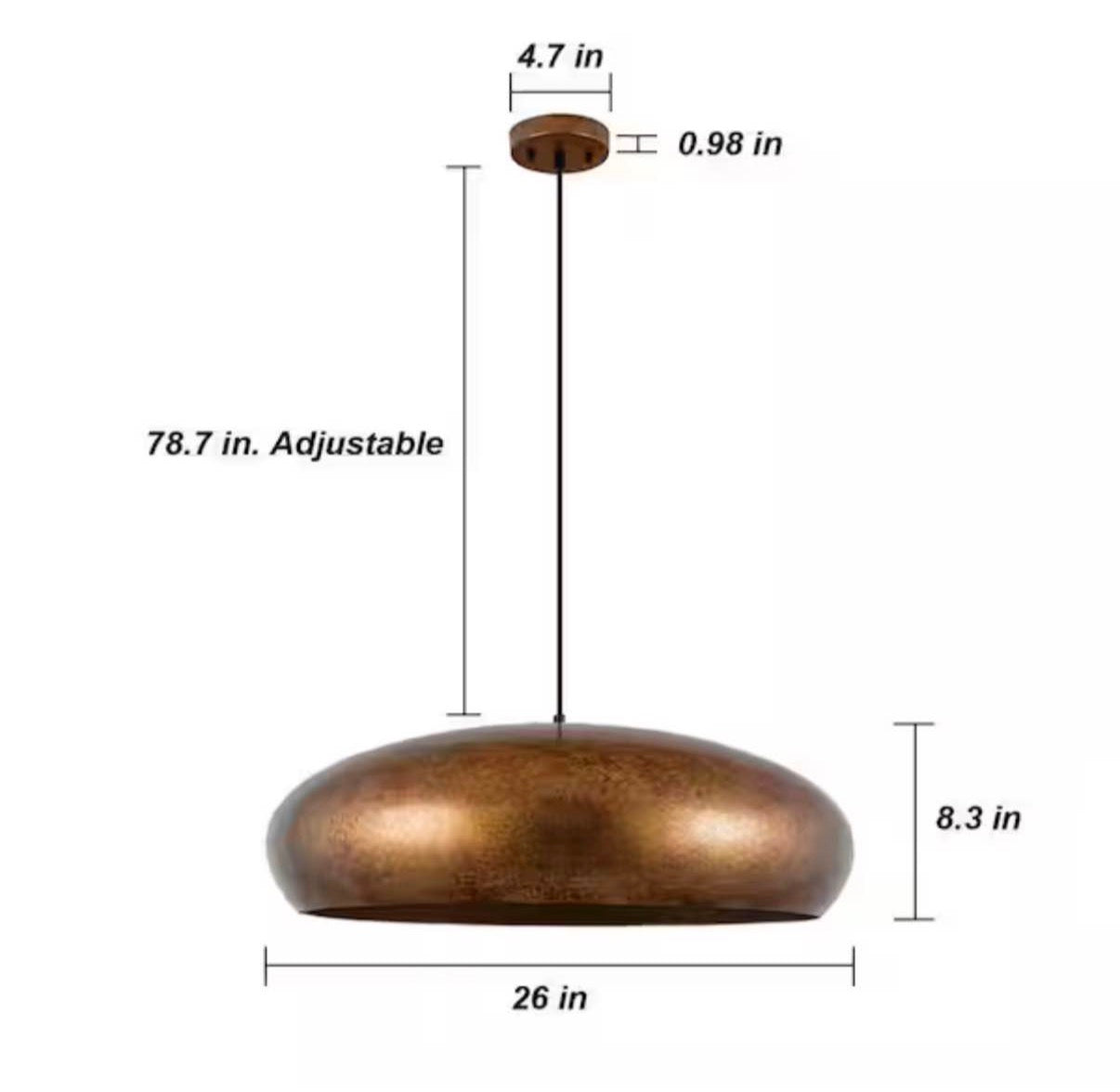 James 26 in. Vintage Copper  Pendant Light