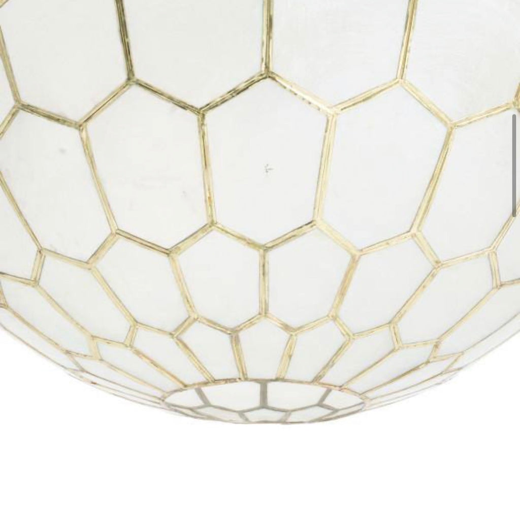 handcrafted 16 in. H Capiz Honeycomb Globe Pendant Light
