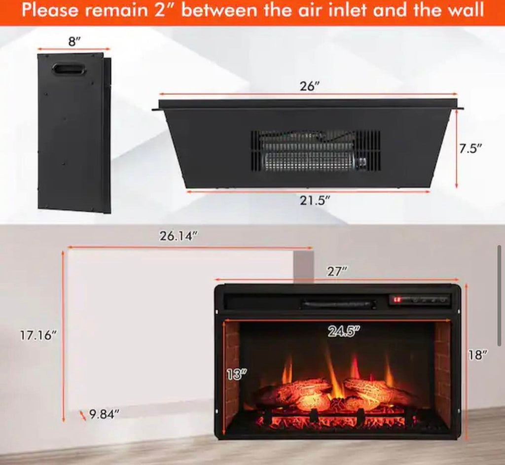 26 in. Infrared Quartz Electric Fireplace