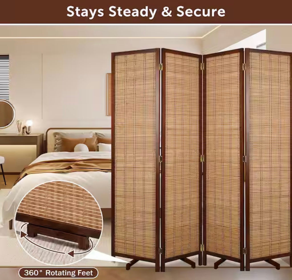 Brown Bamboo Room Divider Screen