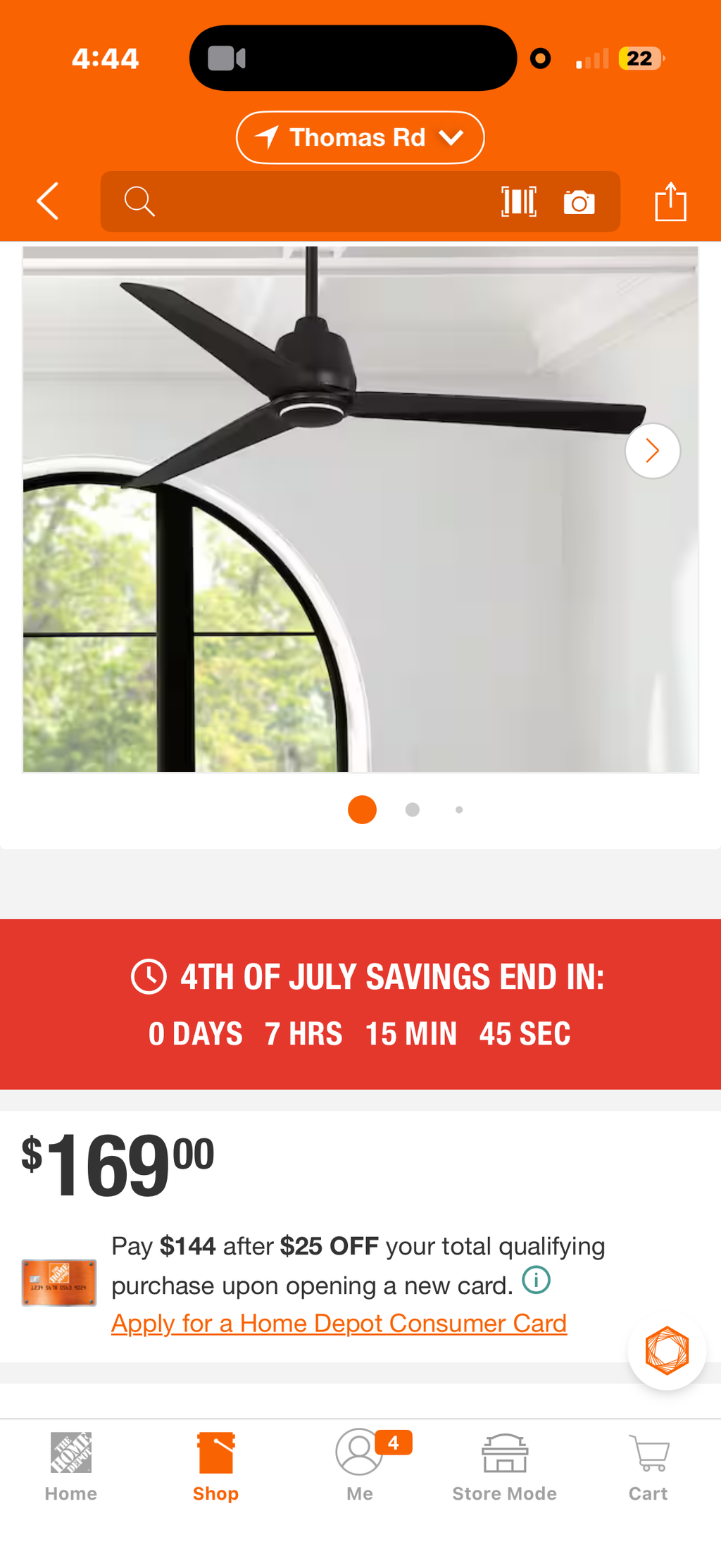 56 in. Indoor/Outdoor Ceiling Fan with LED Accent Ring Light