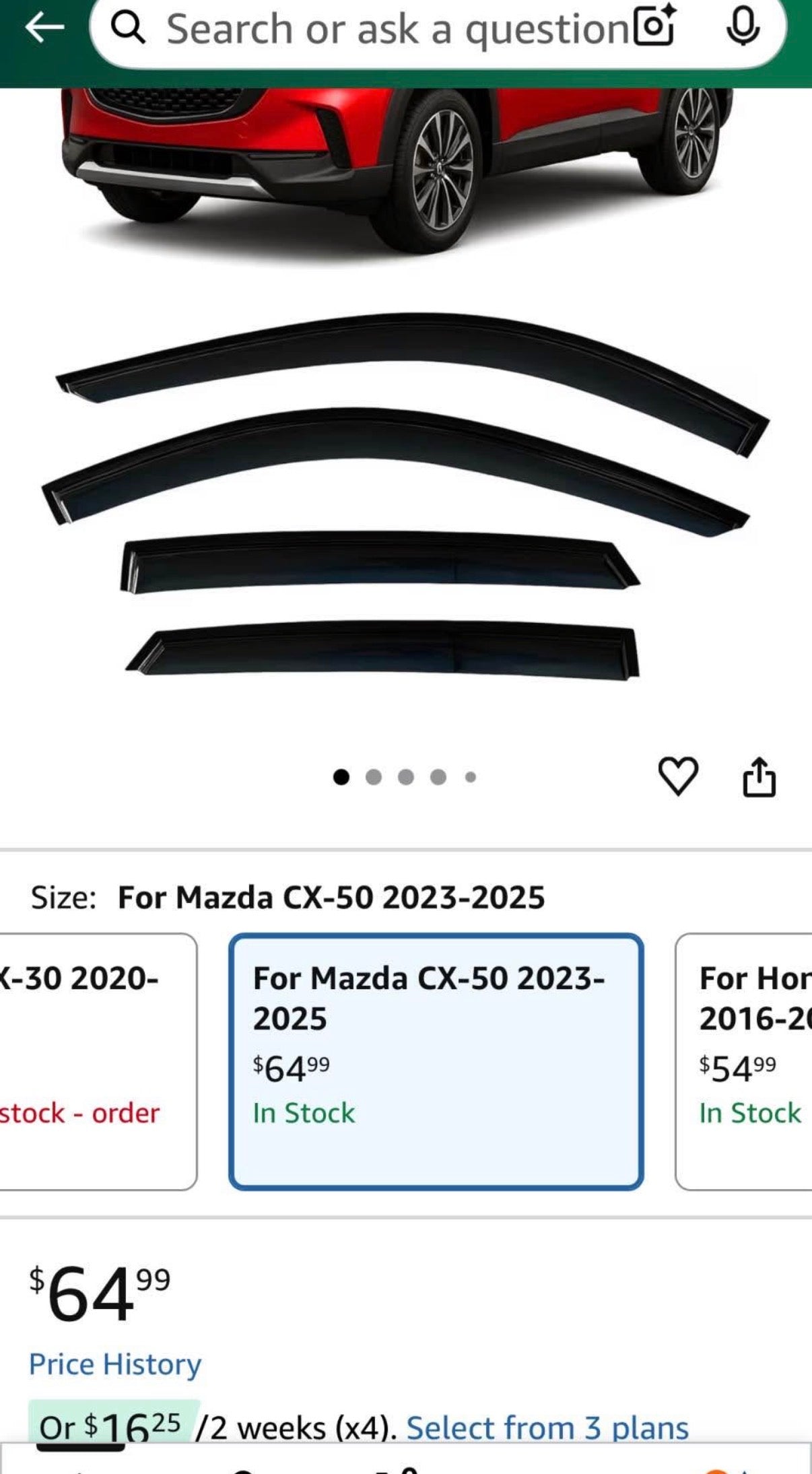 2023-2025 Tape-On Rain Guards for Mazda CX-50