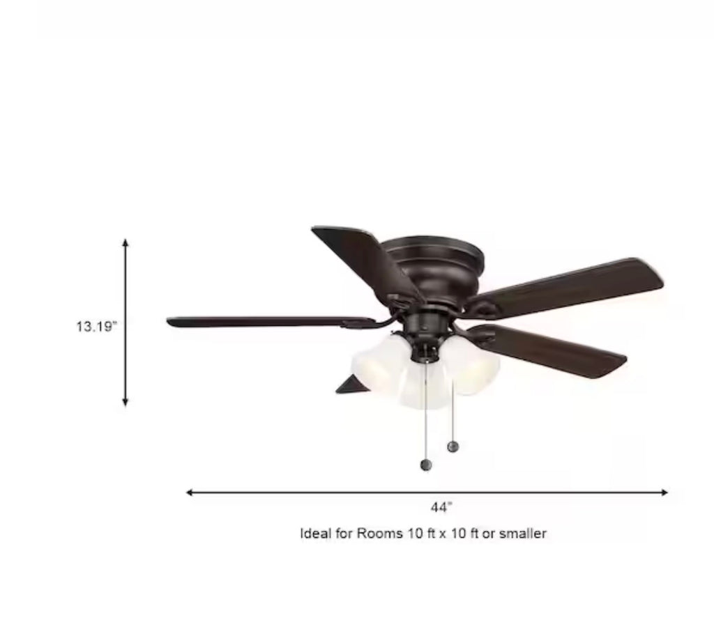 44 in. LED Indoor Oil Rubbed Bronze Ceiling Fan with Light Kit