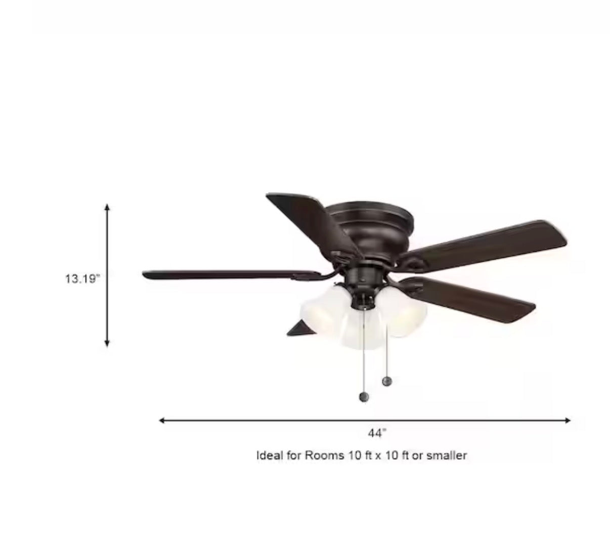 44 in. LED Indoor Oil Rubbed Bronze Ceiling Fan with Light Kit