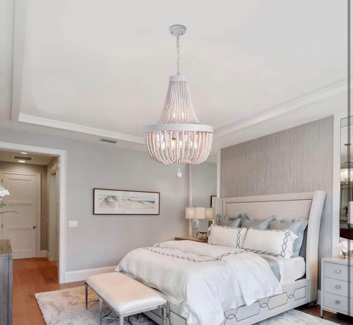 Boho Wood Bead Chandelier