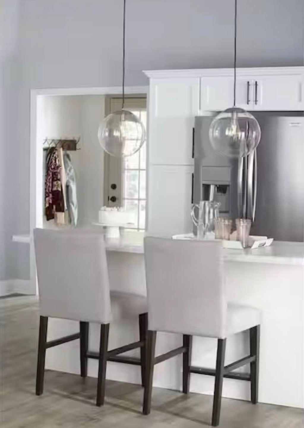 1-Light Brushed Nickel Clear Glass Globe  Pendant Hanging Light