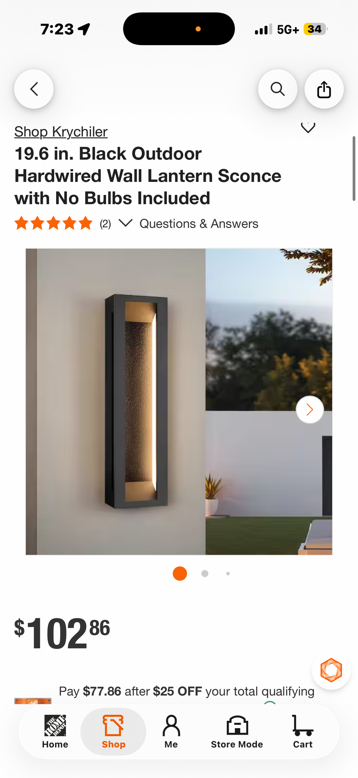 19.6 in. Black LED Outdoor Wall Lantern Sconce