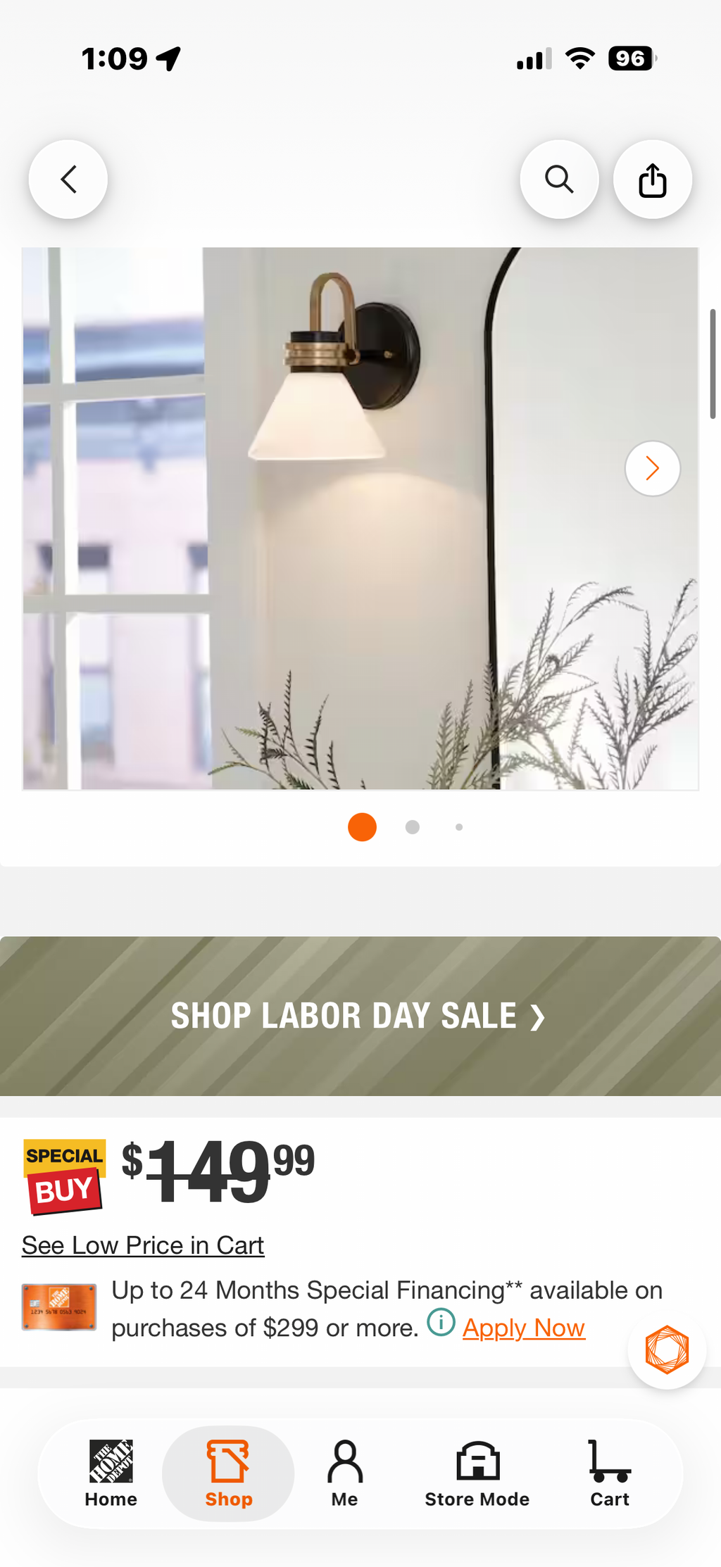 Farum  Black with Champagne Bronze Bathroom Wall Sconce Light