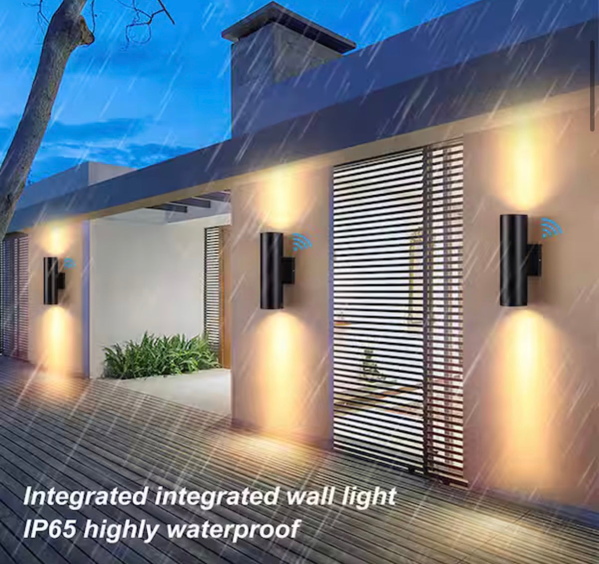 LED Black Dusk to Dawn Outdoor Cylinder Wall Lantern Sconce