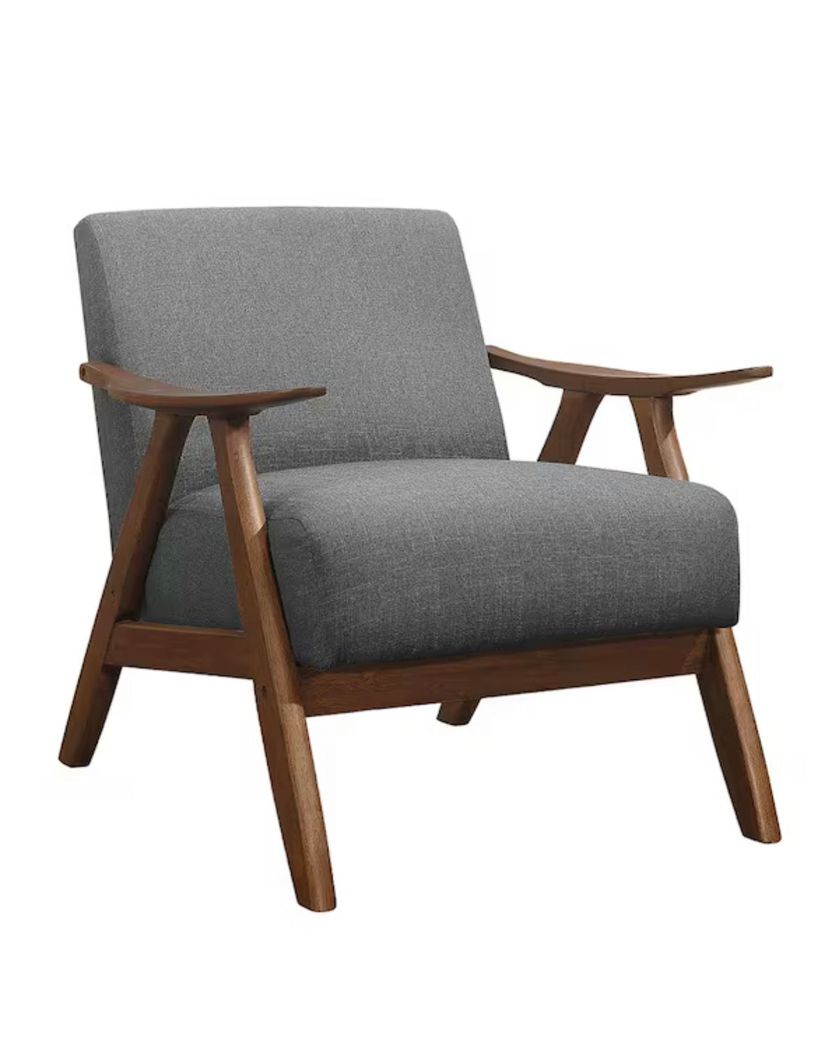 Ocala Gray Fabric Upholstery Solid Wood Frame Accent Chair
