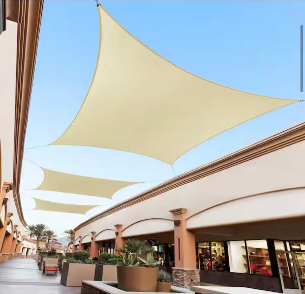 12 ft. x 12 ft. 190 GSM Beige Square Sun Shade Sail Screen Canopy