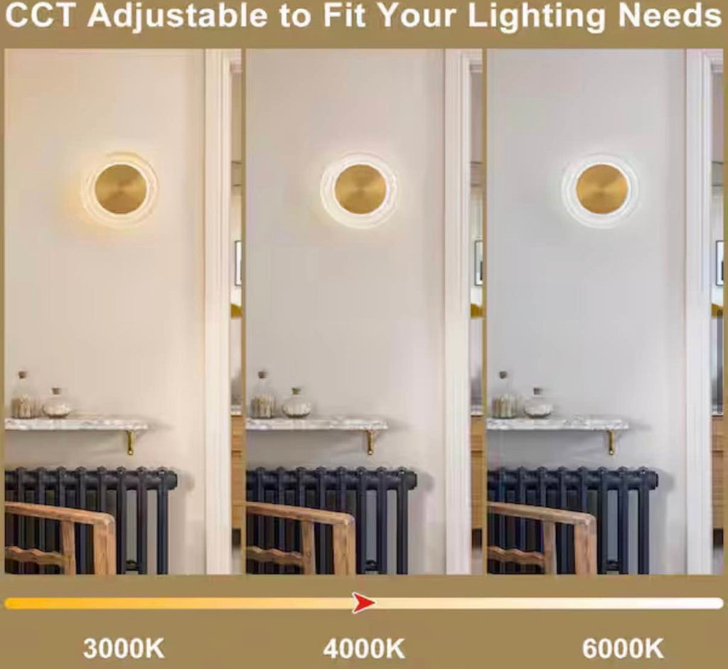 Modern Brass Round Dimmable Integrated LED Wall Sconce