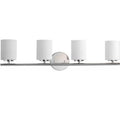 4-Light Polished Nickel Etched Glass Modern Bathroom Vanity Light