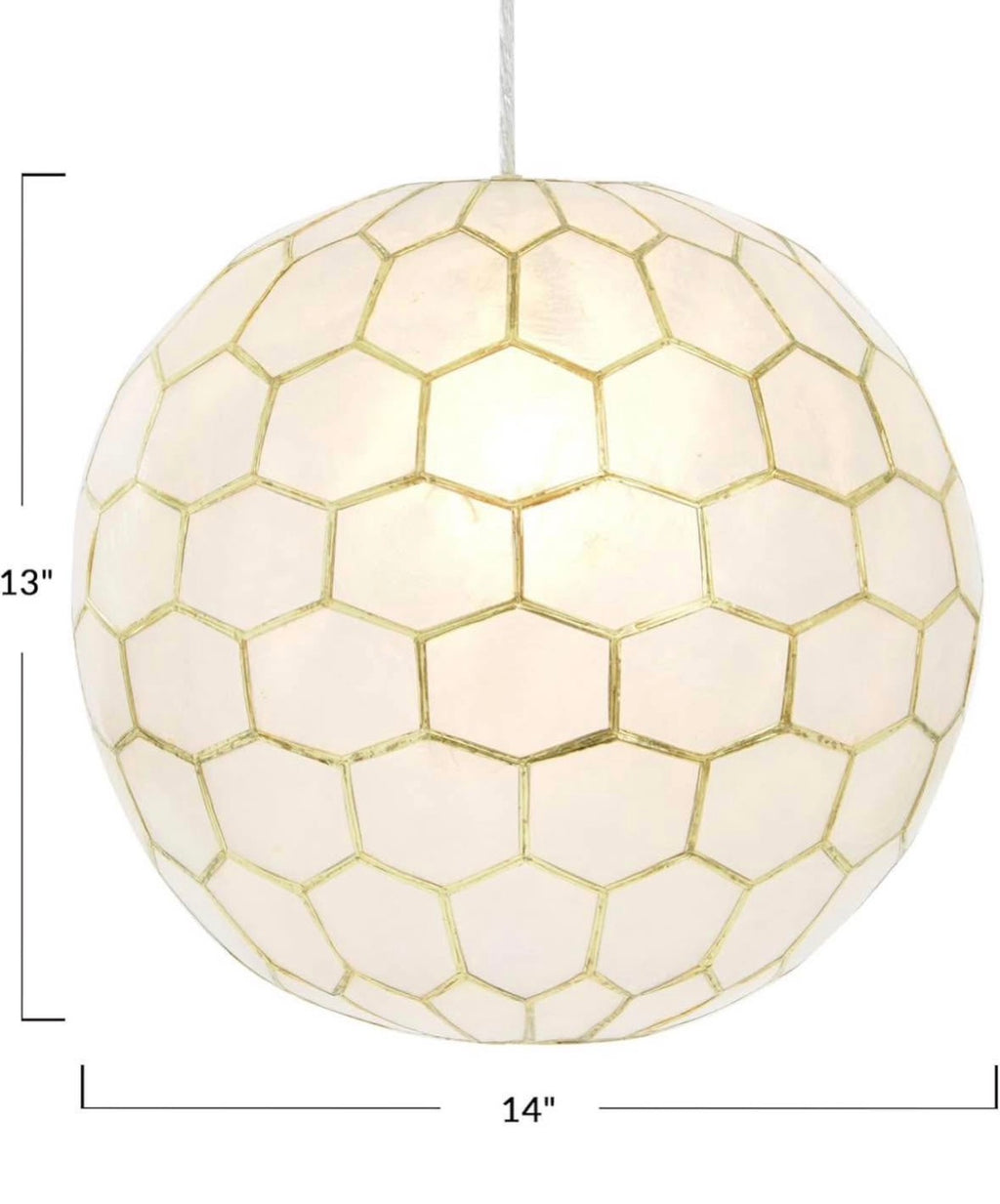 1 Light Antique Gold Globe Pendant 14 in