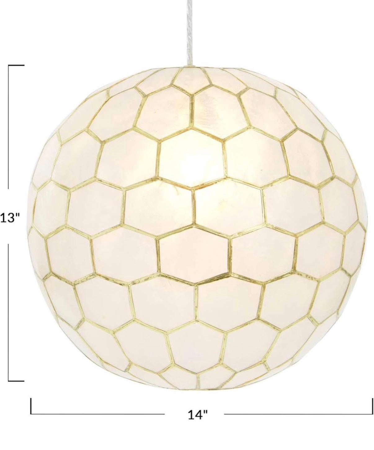 1 Light Antique Gold Globe Pendant 14 in