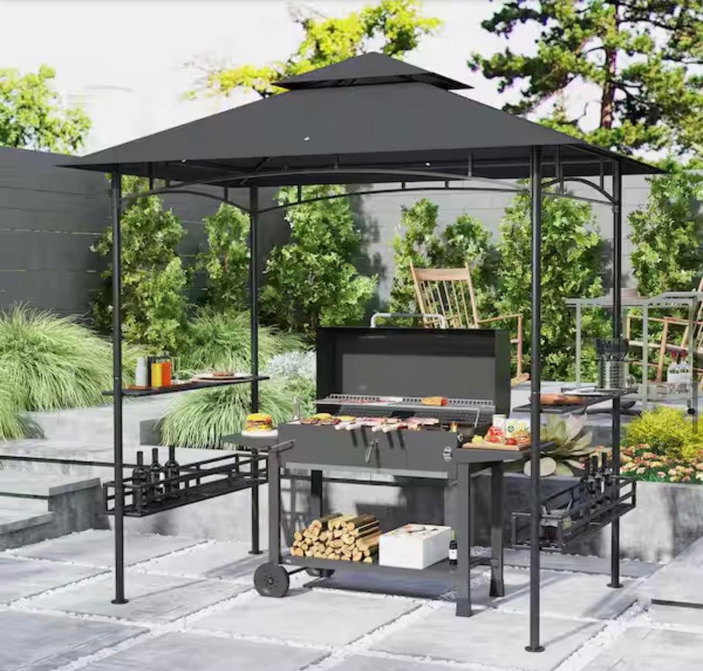 8 ft. x 5 ft. BBQ Gazebo with 2 Side Shelves