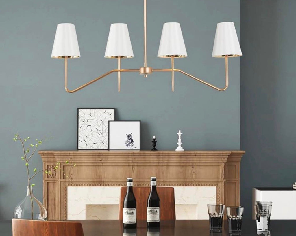 Modern Gold 4-Light Linear Chandelier Island Lights