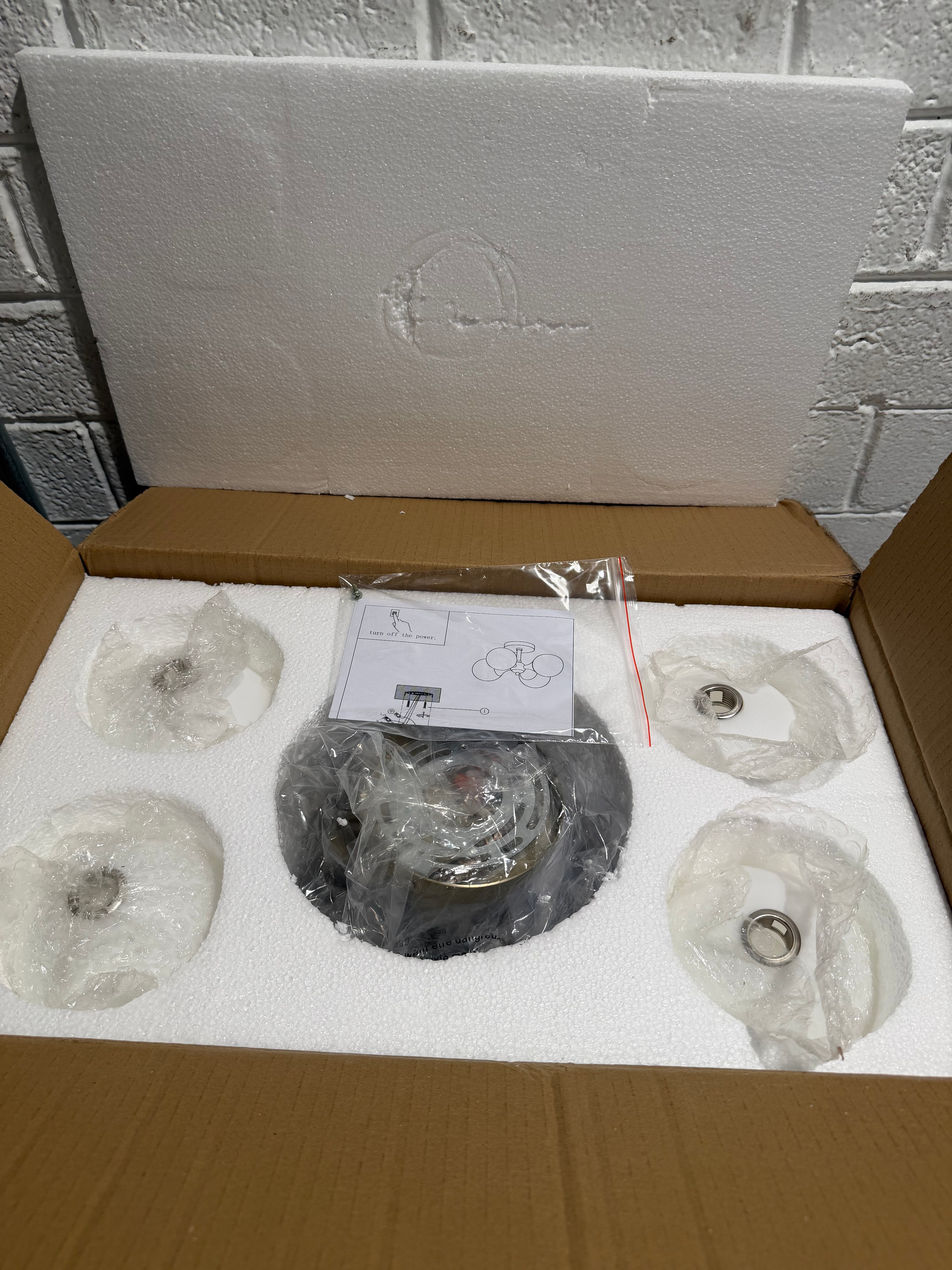 4-Light Gold Bubble Modern Sputnik Semi-Flush Mount Ceiling Light