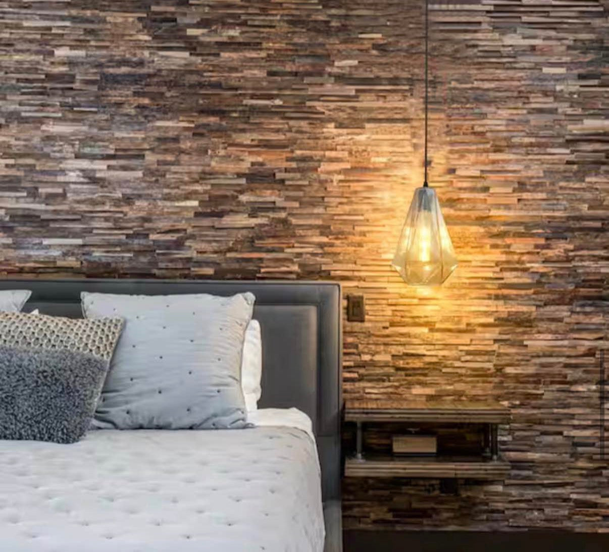 Amber Pendant Light with Geometric Shade