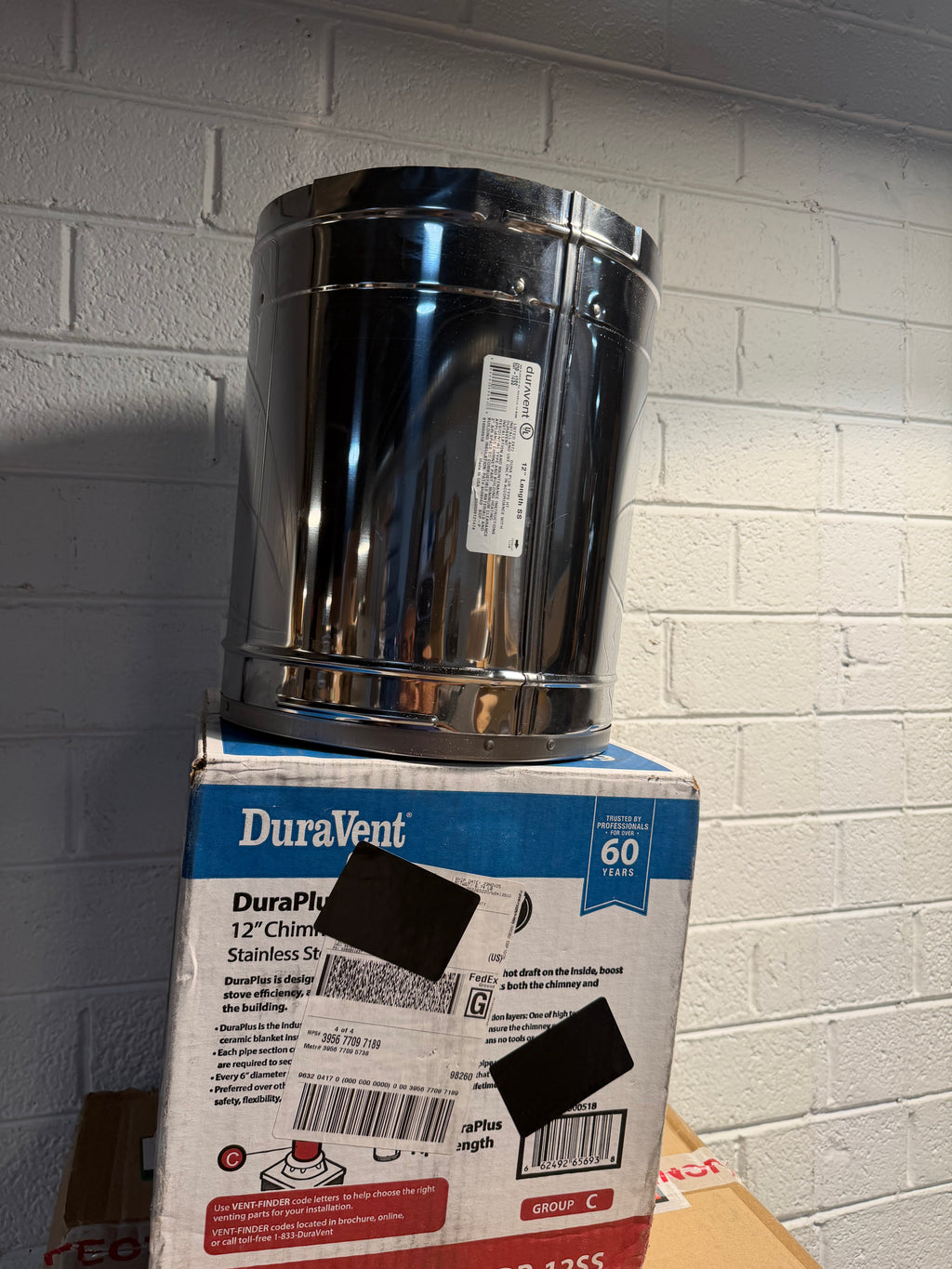 6in. X 12in. Diameter Chimney Pipe, Stainless Steel