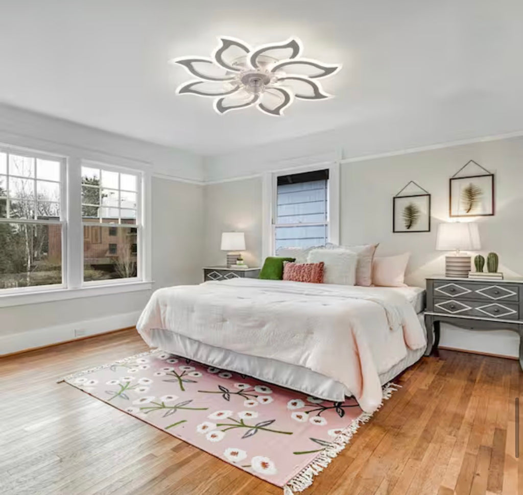 37.4 in. Flush Mount Ceiling Fan with LED Light