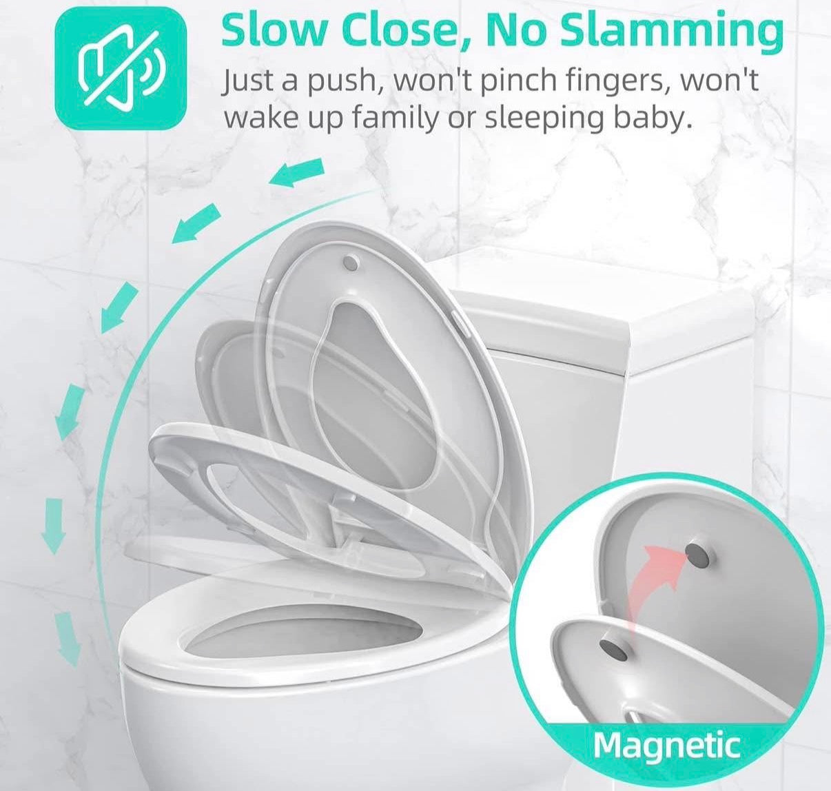 Elongated Toilet Seat with Built-in Potty Training Seat