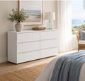 6-Drawers White Wood 59 in. W Dresser