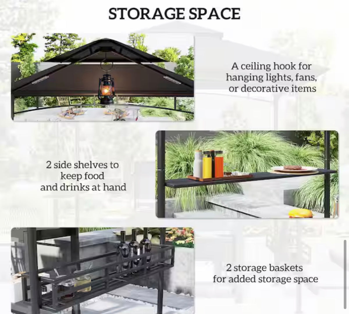 8 ft. x 5 ft. BBQ Gazebo with 2 Side Shelves