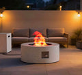 30 in. Round Firepit Table White with Black Dots