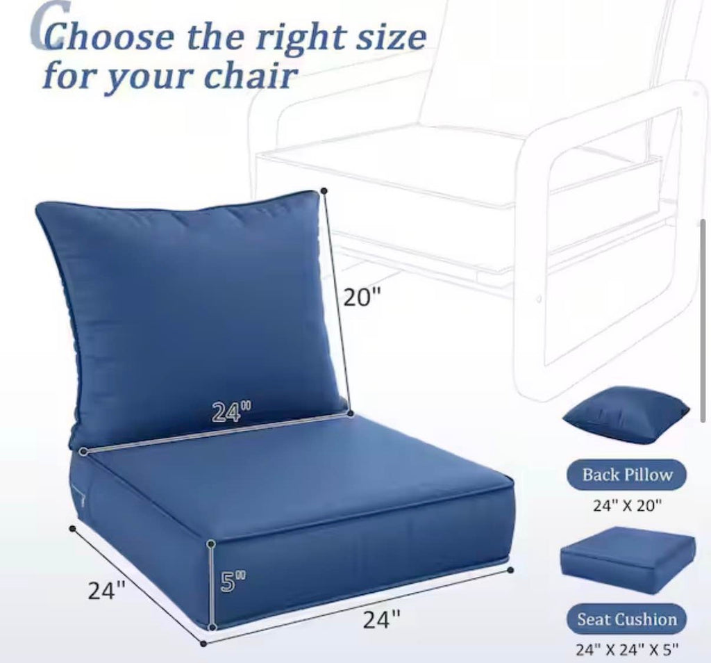 24 in. x 24 in. x 5 in. Square Outdoor Chairs Cushion blue